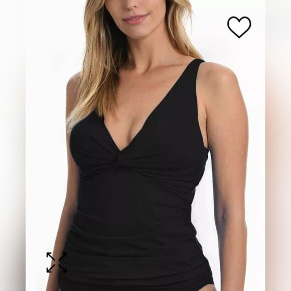 LA BLANCA Island Goddess Over-The-Shoulder Twist-Front Tankini Top NWOT sz 14 - Picture 1 of 5
